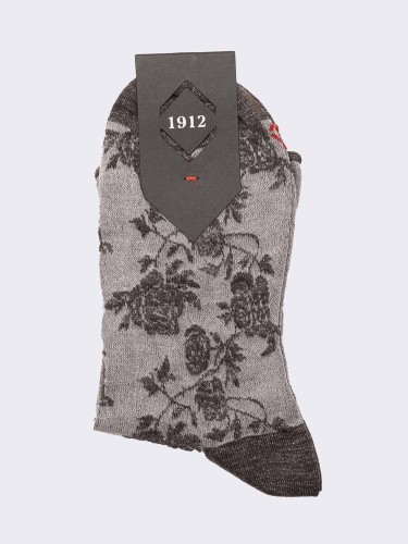 Cool cotton rose patterned women's short socks - Made in Italy